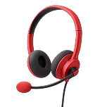 Красные наушники с микрофоном.